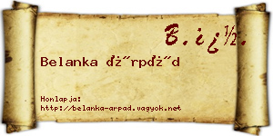 Belanka Árpád névjegykártya